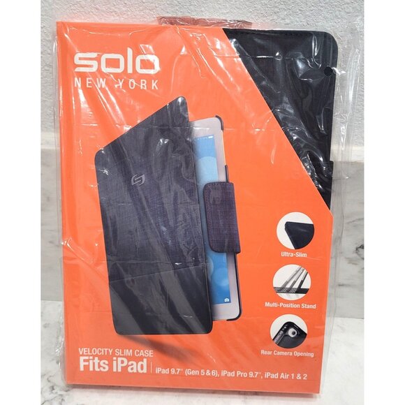 Solo Velocity Ultra-Slim Navy Case For iPad 9.7" iPad Pro 9.7" iPad Air 1 & 2 - Picture 1 of 5